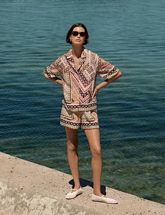 Printed High Waisted Shorts