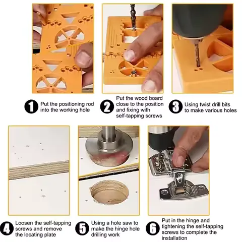 35mm Drill Bits Hinge Open Hole Positioner Set woodworking hole drilling guide locator Sets Formwork Saw Cutter