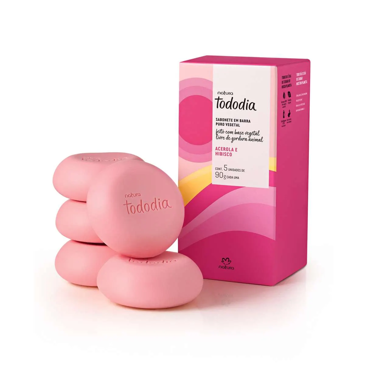 Sabonete em Barra Puro Vegetal Tododia Acerola e Hibisco (5 unidades)