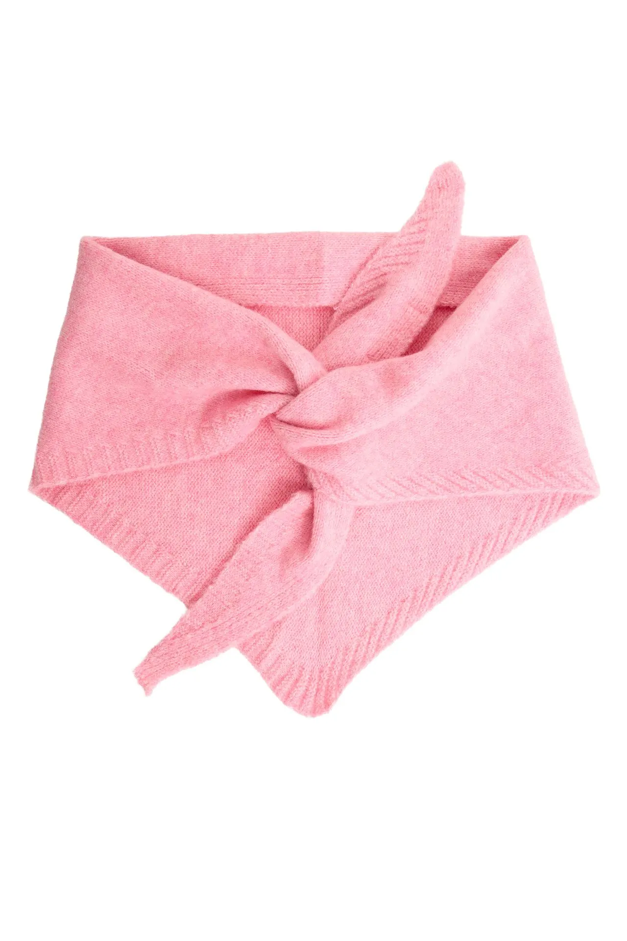 Roze gebreide driehoekssjaal