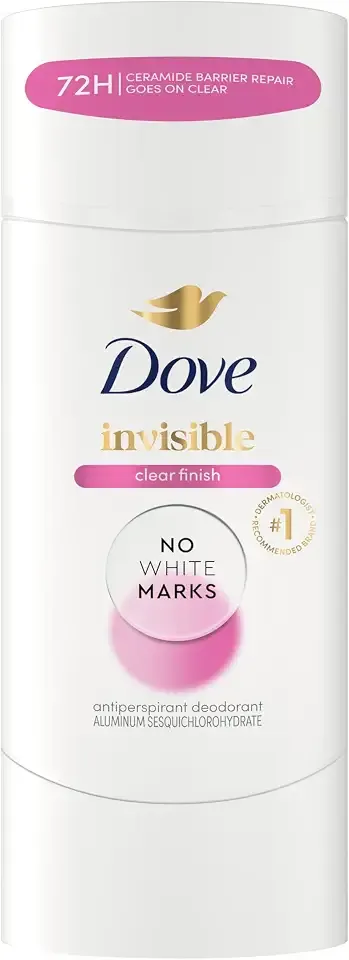Dove Invisible Antiperspirant Stick Clear Finish No White Marks 2.6 oz