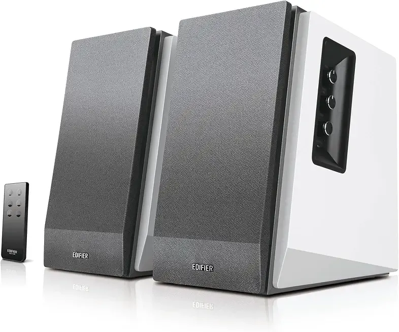 Edifier R1700BT Bluetooth Bookshelf Speaker - Active Near-Field Studio Monitors - Powered Speakers 2.0 Setup Wooden Enclosure - 66w RMS White