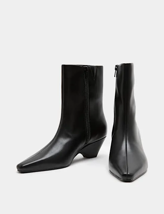Polished Chisel Toe Wedge Ankle Boots