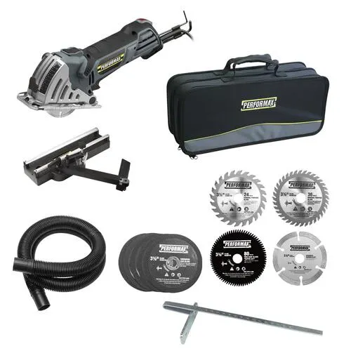 Performax® 4.8-Amp Corded 3-3/8" Multi-Cut Compact Circular Saw Kit