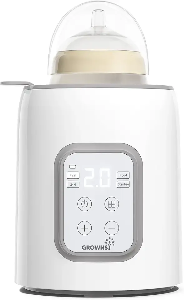 Bottle Warmer, Grownsy 8-in-1 Fast Baby Bottle Warmer with Timer, Safe for Breastmilk Nutrients, Accurate Temperature Control, with Defrost, Sterili-zing, Keep Warm, Heats Baby Food & Bottles