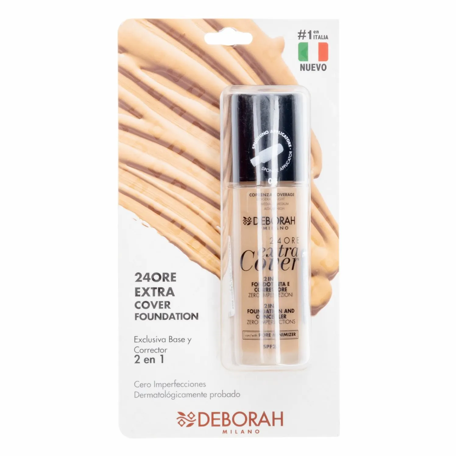 Base De Maquillaje 24 Ore Extra Cover Found Sand DEBORAH MILANO 30 Ml