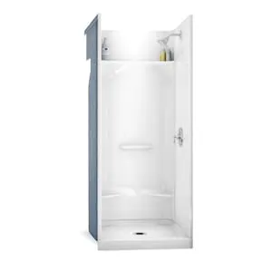 MAAX Essence 36L x 36W x 76H in. 2-in-1 Shower Kit - Shower Stall with Centre Drain Shower Base and Shower Wall Surround (No Door)