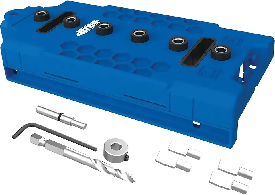 Kreg Shelf Pin Jig 1/4 Inch - Cabinet Shelf Hole Drilling Guide - Edge Aligned Precision Jig - Adjustable Shelf Pin Tool - KMA3225