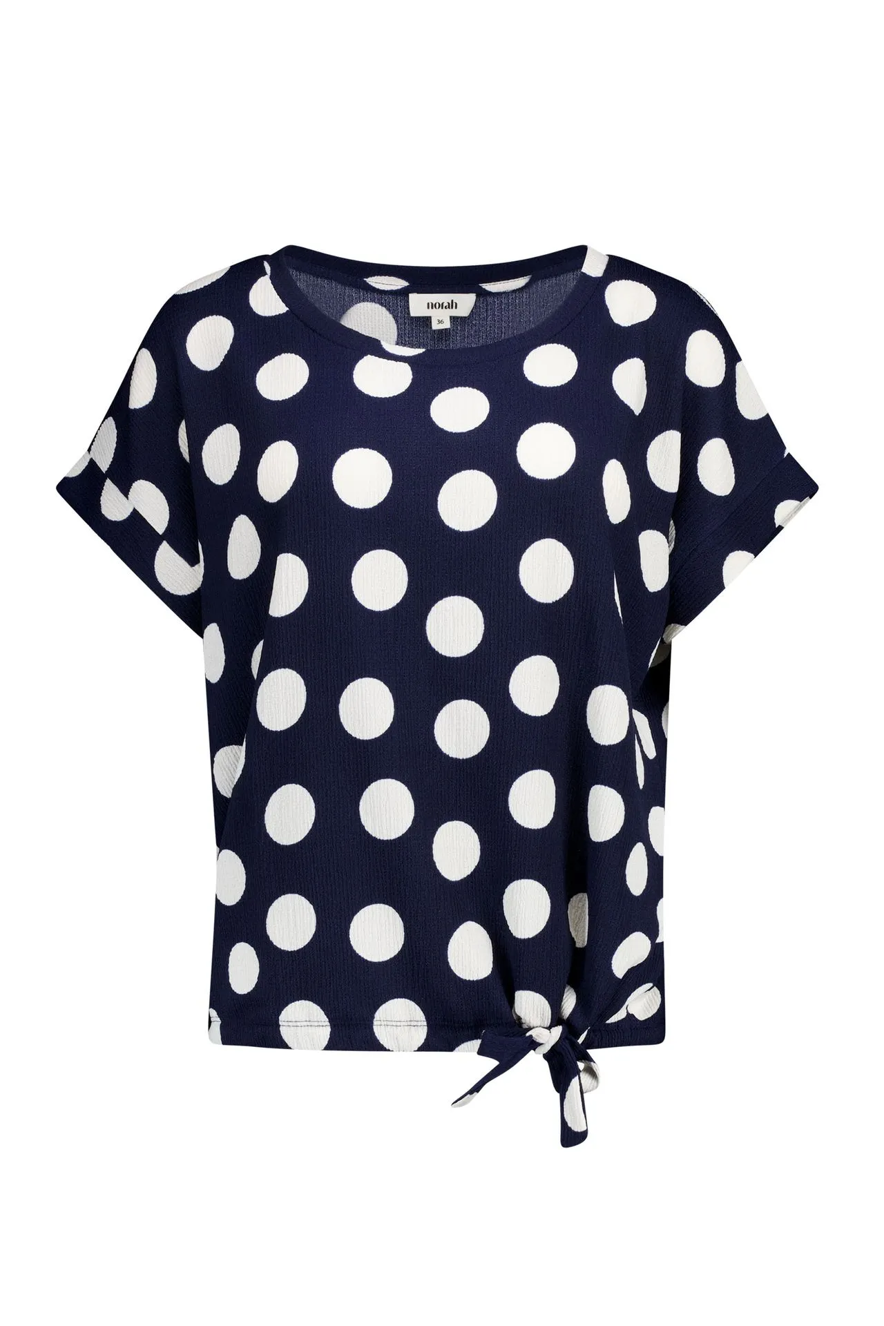 Blauw/ecru shirt met polkadots