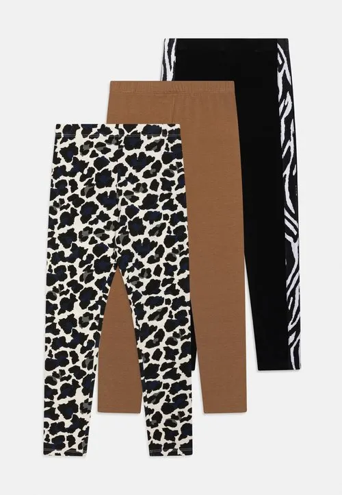 ANIMAL PRINTED 3 PACK - Leggings - off-white/brown/black