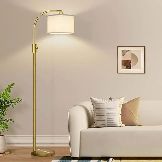 Nintiue Upgraded Modern Arc Dimmable Tall Standing Floor Lamp with Linen Shade, 1200 Lumens LED Bulb Included, for Living & Reading…
