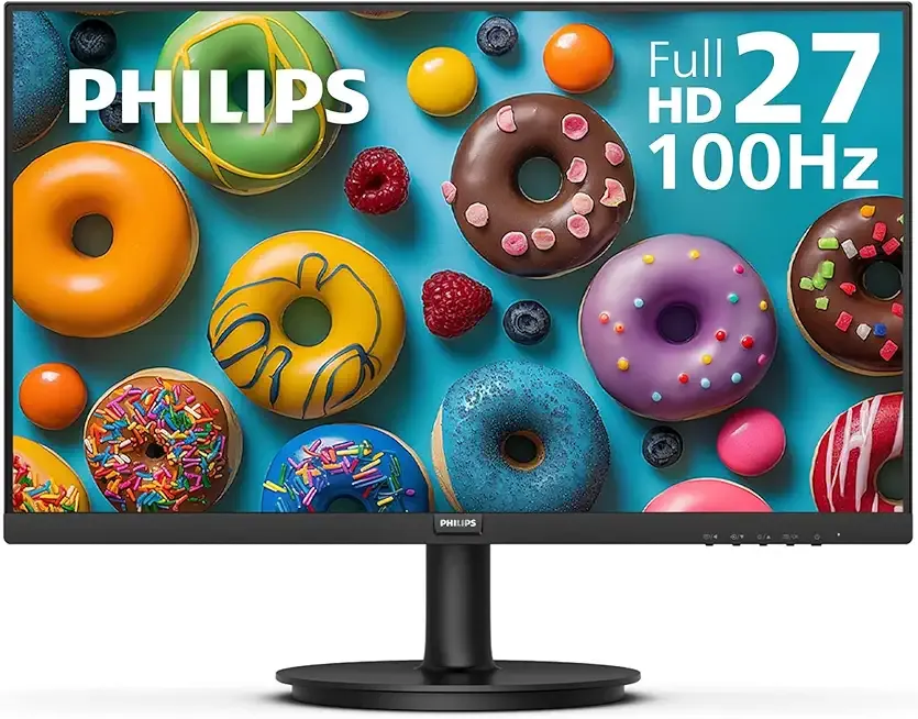 Philips New 27-inch Class Thin Full HD (1920 x 1080) 100Hz Monitor, VESA, HDMI x 1, VGA Port x1, Eye Care, 4 Year Advance Replacement Warranty, 271V8LB, Black