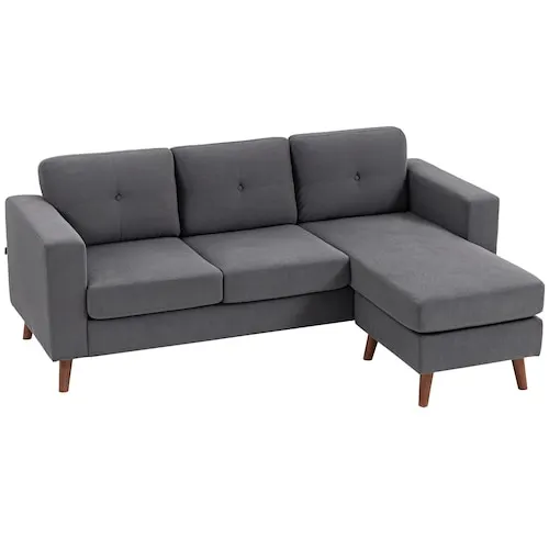 Sectional Sofa with Changeable Chaise Lounge, Dark Grey