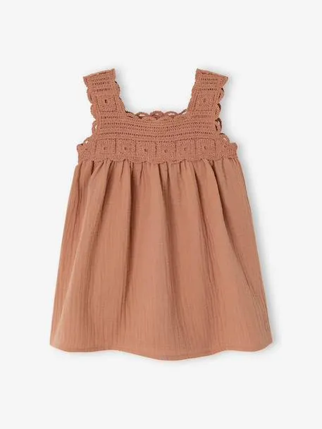 Robe bébé fille sans manches - vieux rose