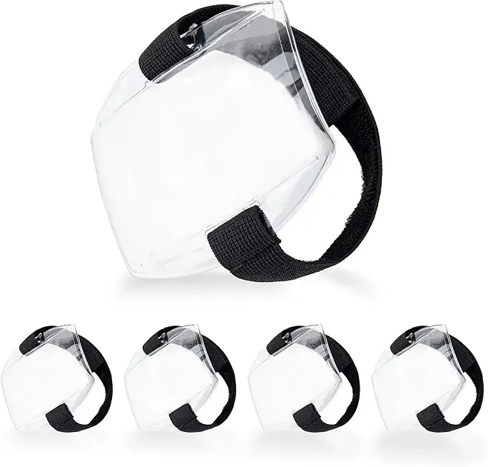AUEAR, 5 Pack Arm Badge Holder Card ID Armband with Black Adjustable Elastic Strap Fastener Clear Plastic Name Tag