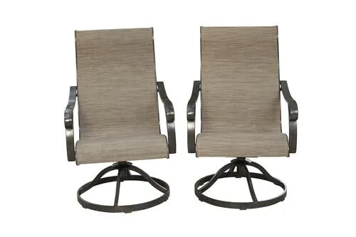 Backyard Creations® Malone Brown Swivel Rocker Dining Patio Chair Set with Brown Fabric - 2 Pack