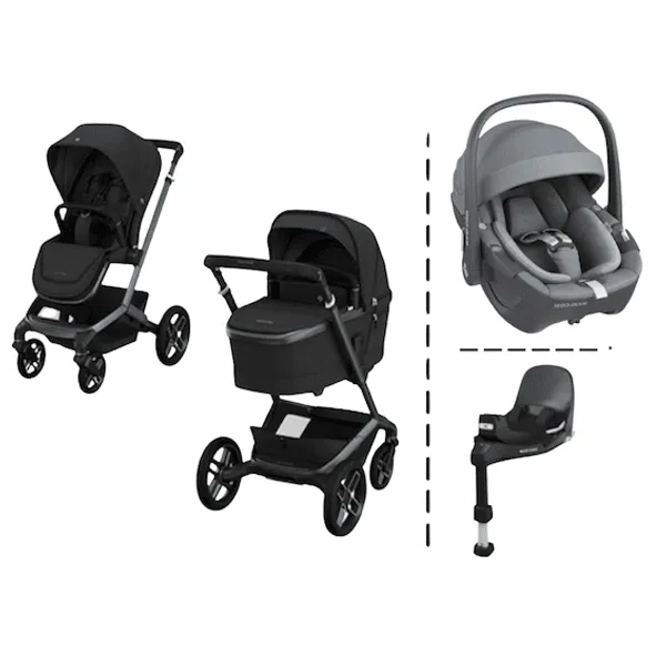 Maxi-Cosi | Fame Kombivogn Twillic Black + Pebble Pro Bilstol og Base 360 Pro