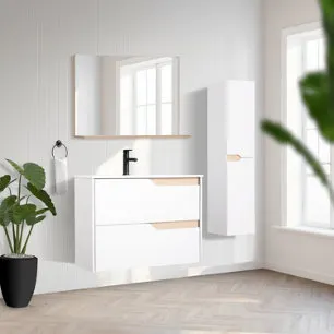 Ensemble meuble + vasque + miroir TOLIMA blanc – l. 60 X P. 45cm
