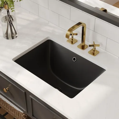 18 in. L x 13 in. W Rectangular Undermount Bathroom Sink in Black