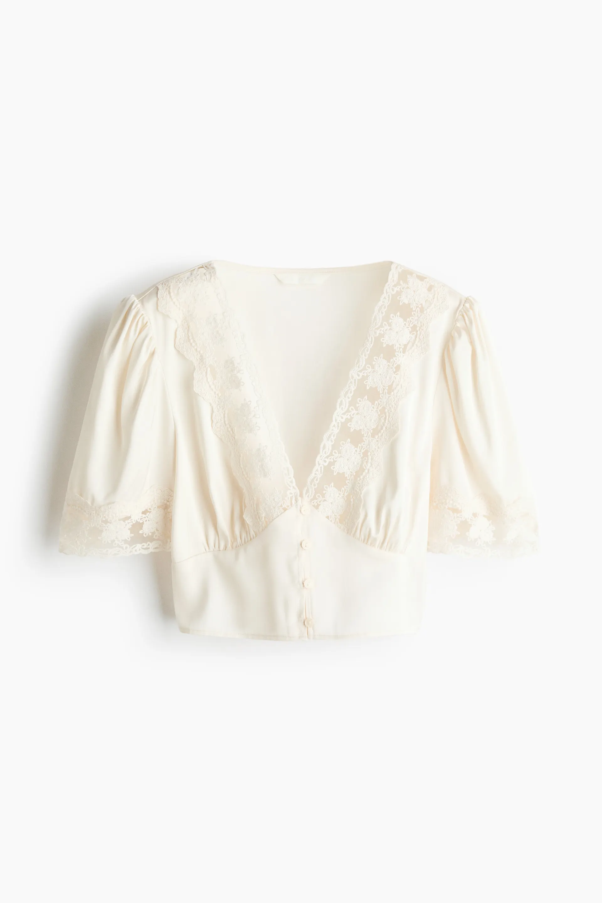 Cropped lace-trimmed top