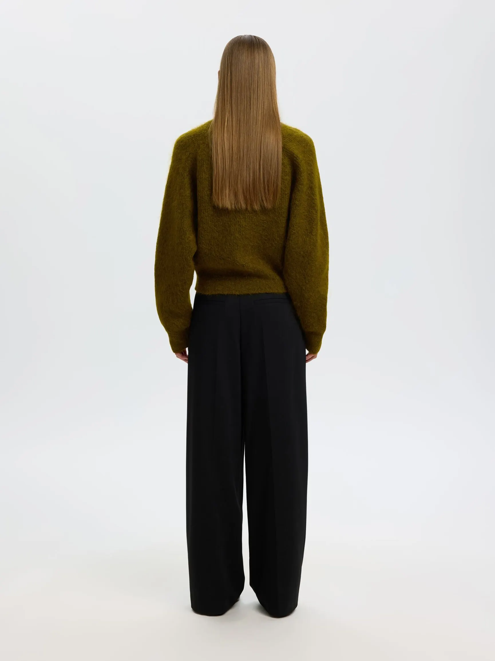 MOHAIRBLANDING STRIKKET PULLOVER