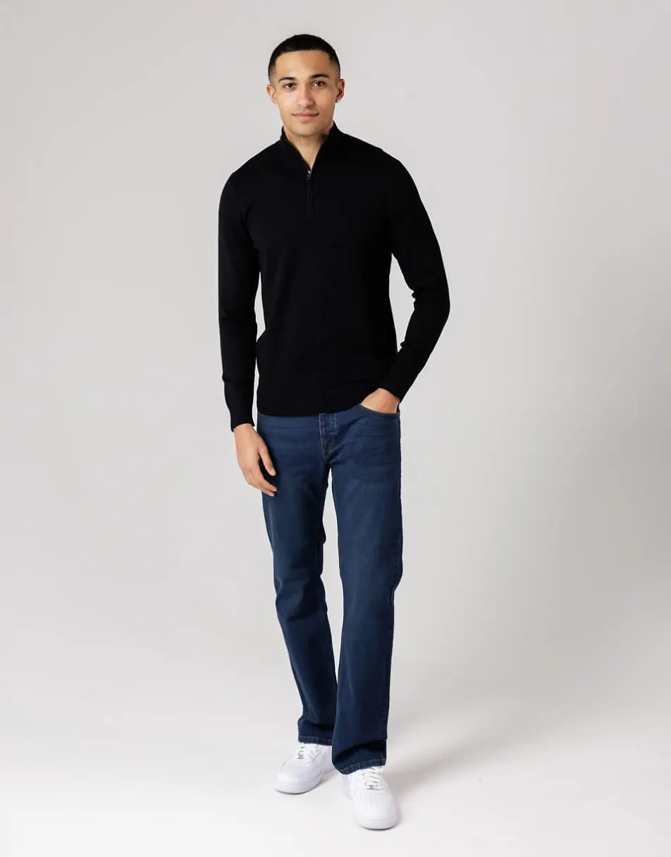 French Connection 1/2 zip knitted jumper in black