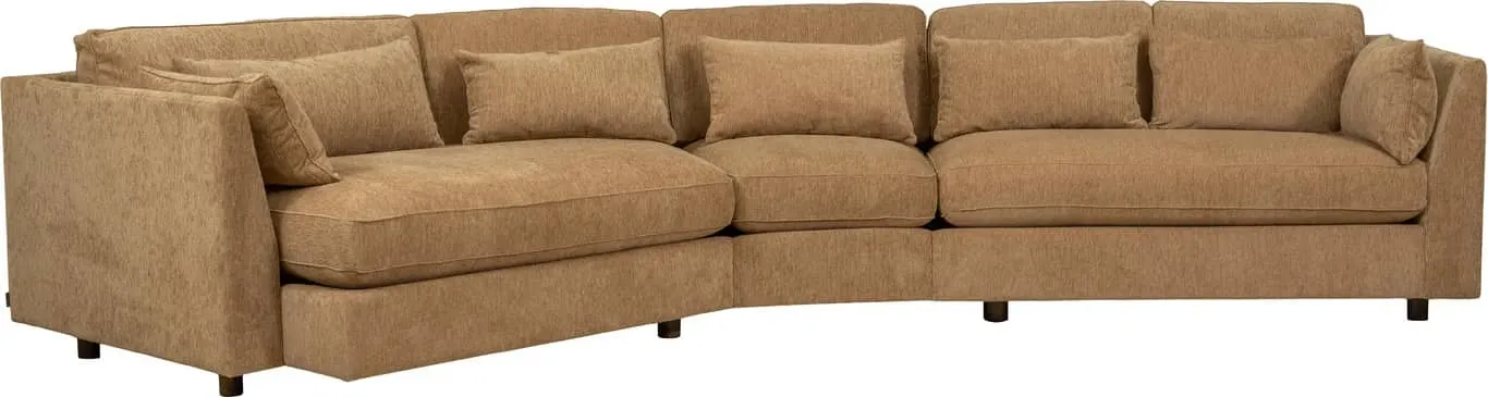 Hjellegjerde Dyp hjørnesofa arm 5 + trapes venstre + hjørne 18 + 2,5 seter + arm 5, stoff Anabela camel
