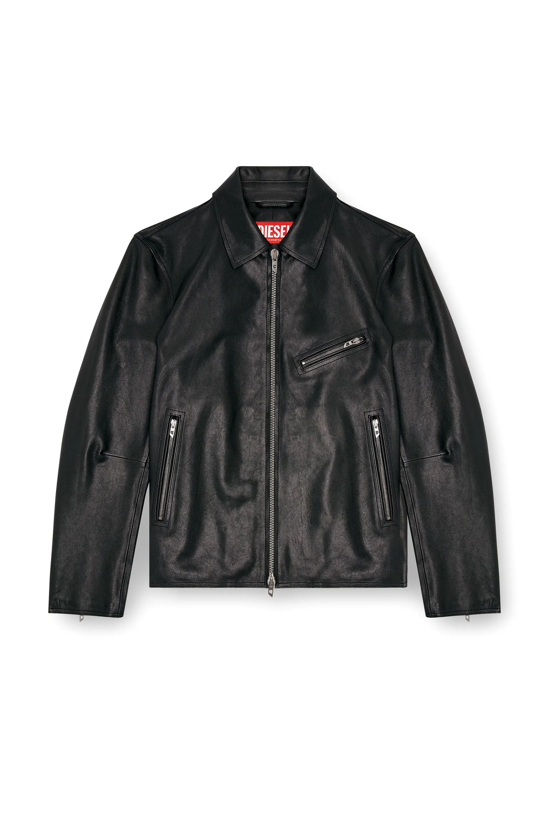 Leather jacket with embossed Oval D