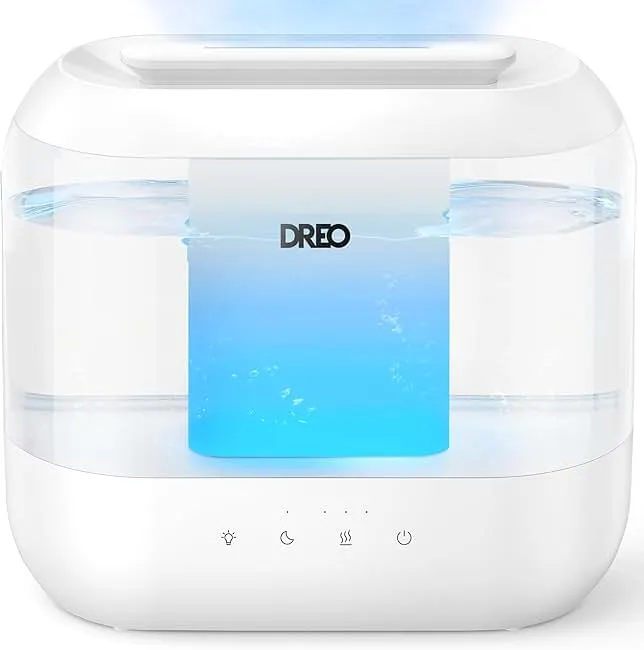 Dreo Humidifiers for Bedroom, 4L Top Fill for Large Room, 36H Runtime, 28 dB Quiet Supersized Cool Mist Air Humidifier for Baby Nursery, Plants, Indoor, Night Light, Easy to Clean & Fill, White