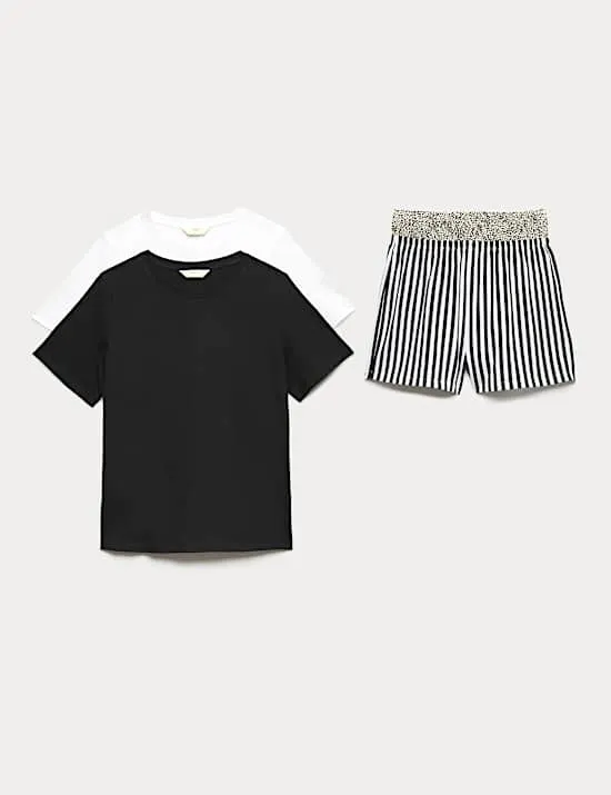 2 Pack Pure Cotton Shortie Pyjama Sets