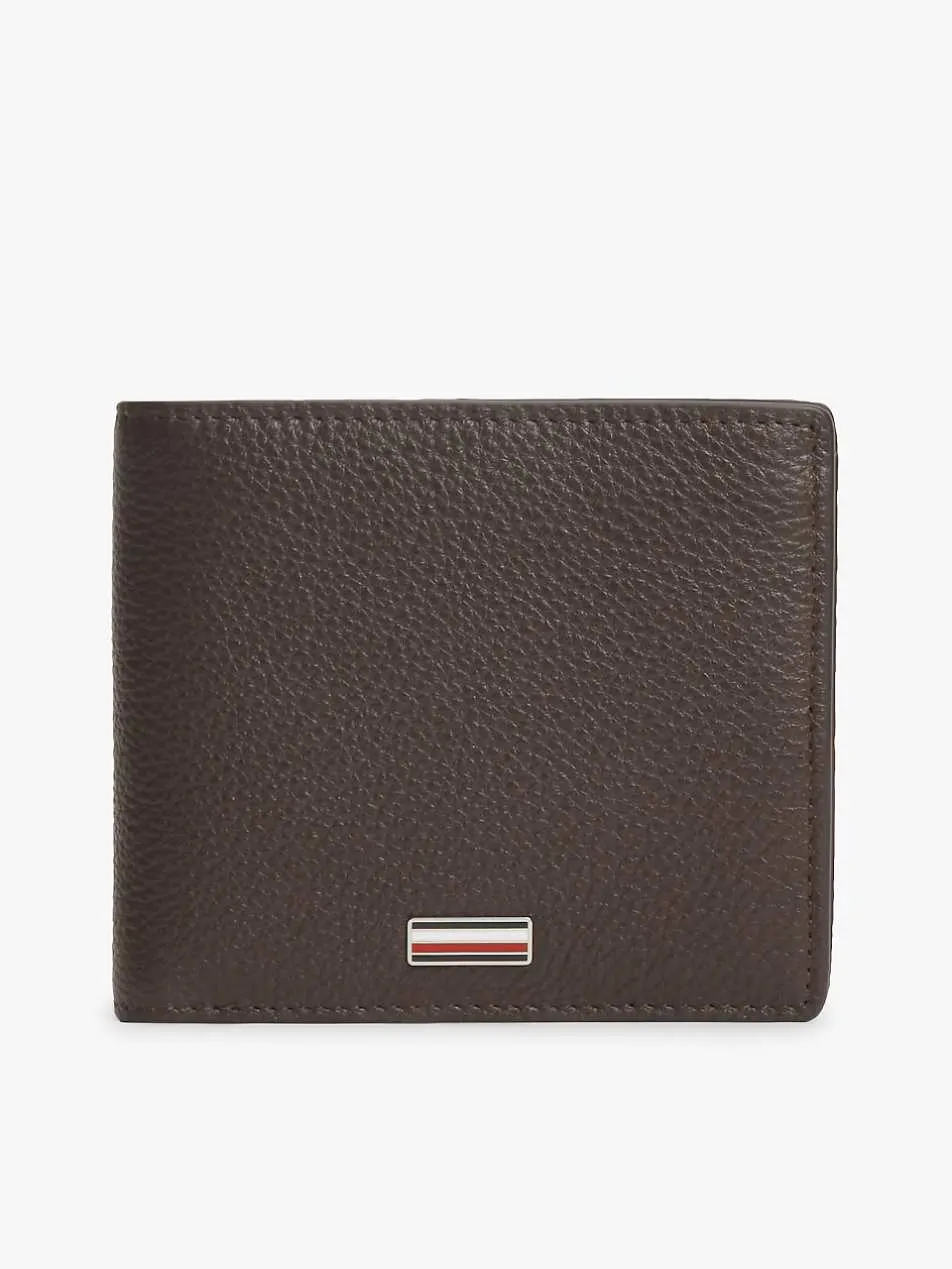 Tommy Hilfiger Credit card and coin leather bifold wallet in dark brown