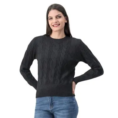 Suéter Mxstaza Mujer Cerrado de Cuello Redondo