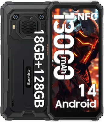 Blackview BV6200 Pro(12GB+128GB) Outdoor Handy Ohne Vertrag, 13000mAh Akku, Helio P35, Super loud 3W Speaker, Octa Core, 13MP+8MP, 18W Fast Charging