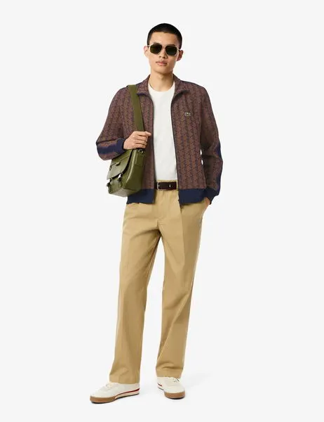 Paris Zip-Up Jacquard Track Jacket Purple/ Brown