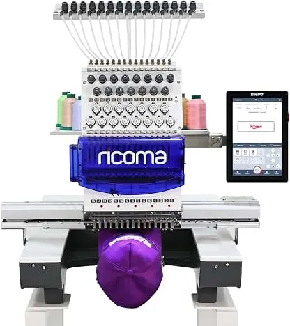 Ricoma Swift 1501 15-Needle Commercial Embroidery Machine | 20.5"x13.8" embroidery area for Business, 1200SPM speed, 10.1" Touch Screen, Wi-Fi/USB, hat flat 3D, Auto Color Change & Trim Ricoma Swift 1501 15-Needle Commercial Embroidery Mac…