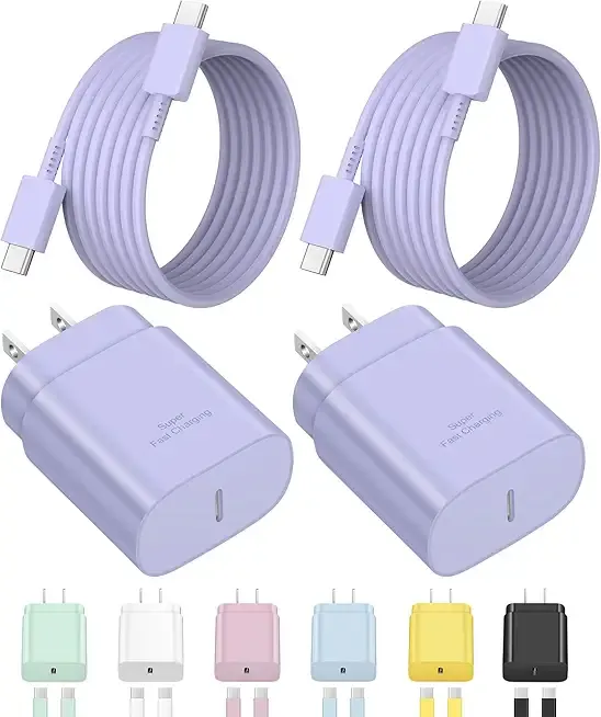 Type C Charger Fast Charging for iPhone 17 16 15,USB C Samsung Chargers Block 25W Super Fast Chargers for Samsung Galaxy S25/S24 S23 S22 S21/iPhone Air/17/17 Plus/17 Pro Max/16 Pro Max/15 Plus(Purple)