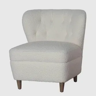Boucle Lounge Chair White
