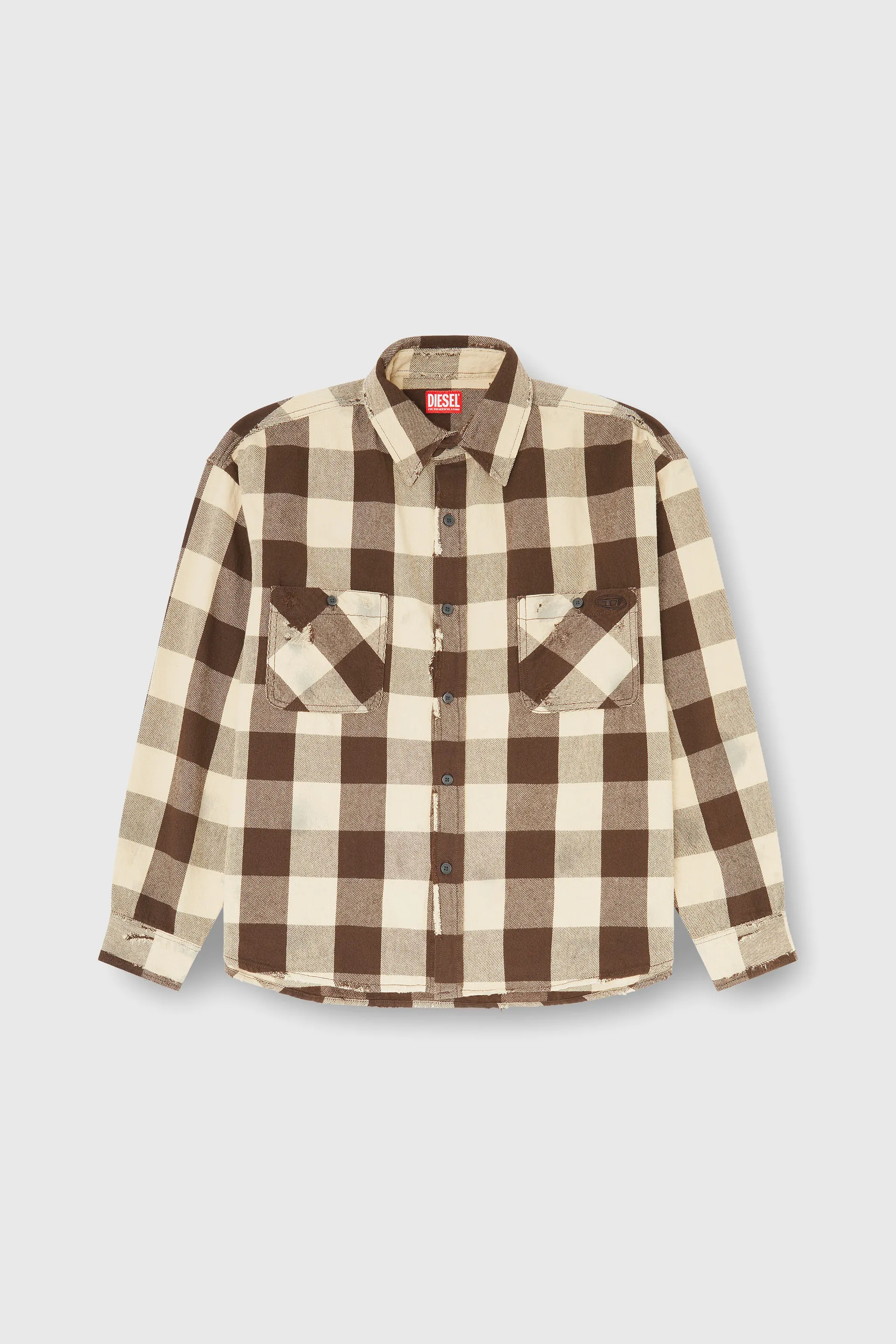 Check flannel shirt with distressed effect