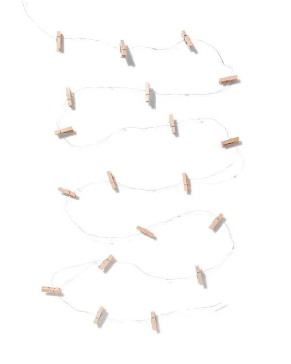 lichtsnoer 3.25m met 20 lampjes en 19 clipjes glitter