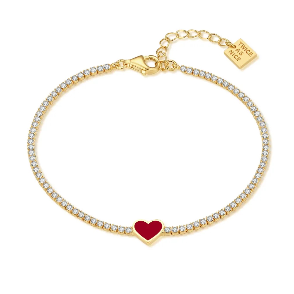 Armband in zilver, hartje met zirkonia