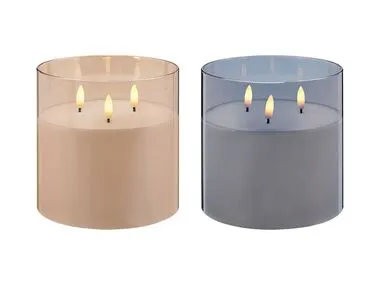 Vela led de cera auténtica en vaso