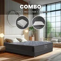 Combo Colchón Terra Sencillo 100X190 Cm Medio Firme Ortopédico con Almohada Y Protector