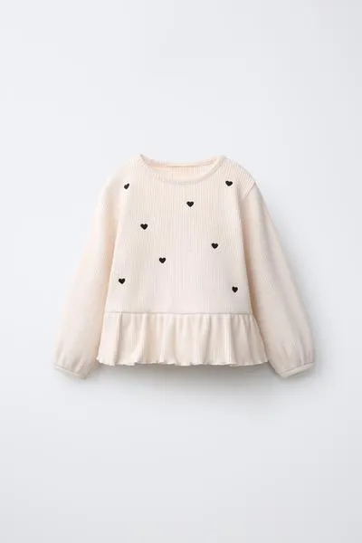 SOFT TOUCH EMBROIDERED HEARTS T-SHIRT