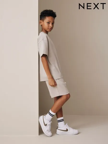 Cement Relaxed Fit Heavyweight T-Shirt and Shorts Set (3-16yrs)