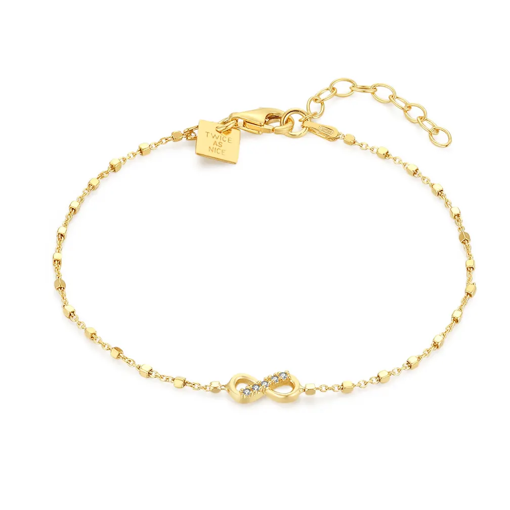 Armband in 18kt verguld zilver, infinity, steentjes