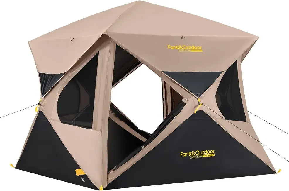 FanttikOutdoor Alpha C4 Ultra Camping Tent 4 Person Pop Up Instant Cabin Setup in 60 Seconds Portable Hub Tent with Rainfly & Windproof for Outdoor Camping & Overlanding
