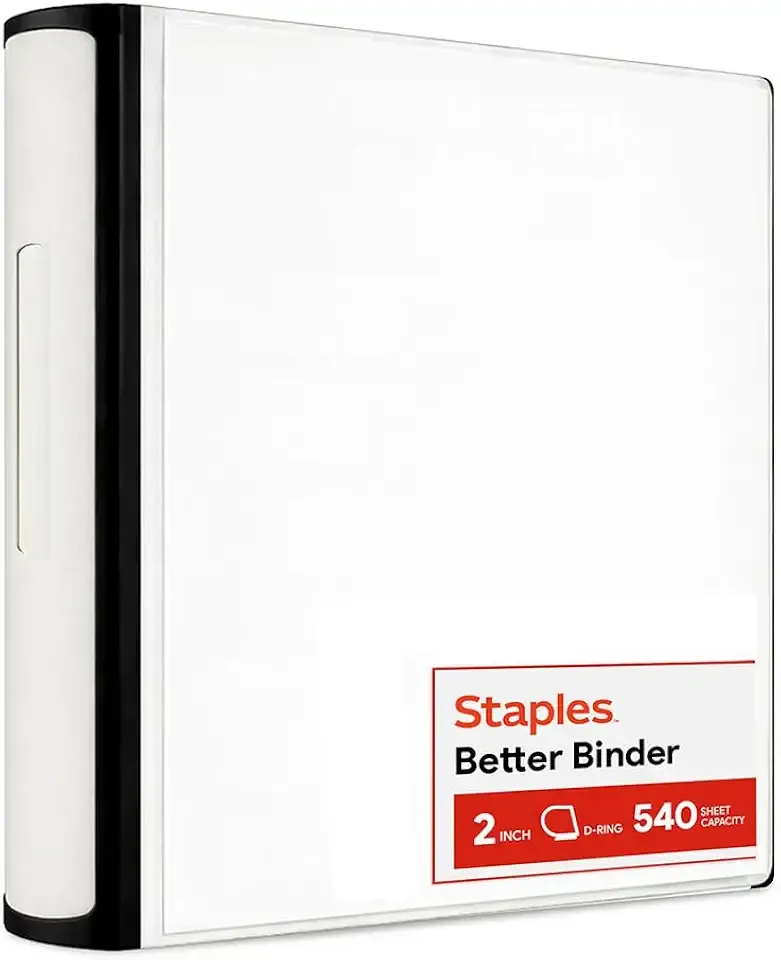 Staples Better Binder 2-Inch 3-Ring Binder, White – Heavy-Duty Binder for School & Office Organization