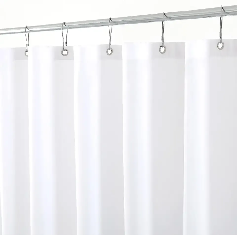 Fabric Shower Curtain Liner 72x72 Inch-White Standard Size Shower Liners | Hotel Quality Water Resistant Shower Liners for Bathroom-Machine Washable Cloth Polyester Bath Curtain-Rental Apartment Home