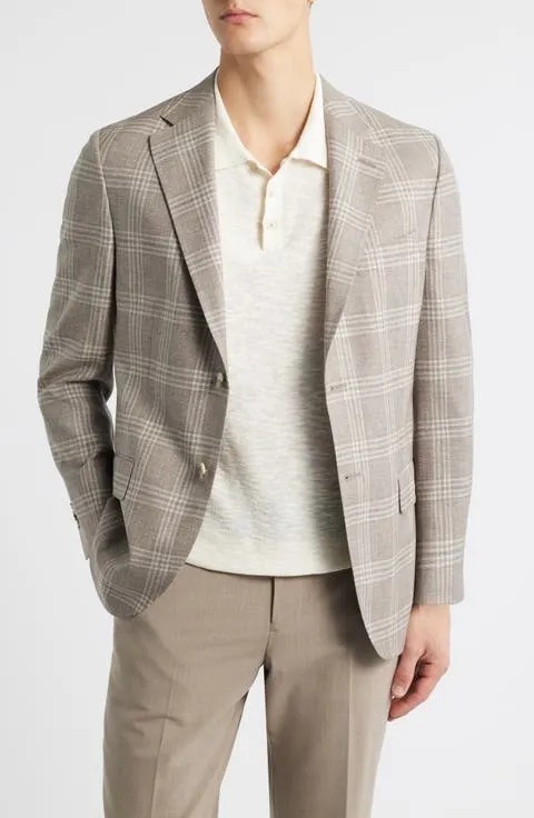 Hyperlight Soft Tan Plaid Wool Sport Coat