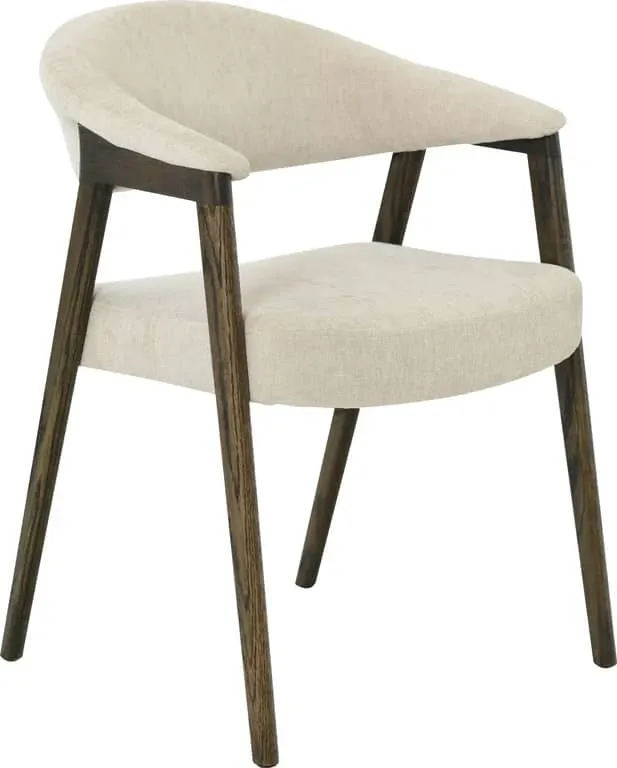 Edda spisestol Tekstil Munich 121 creme, brune eikebein